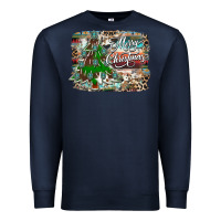 Navy merry Christmas tree western Premium Sweatshirt - CowhideDigitalArt