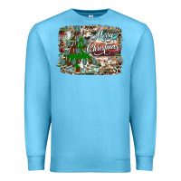 Ocean Blue merry Christmas tree western Premium Sweatshirt - CowhideDigitalArt