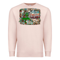 Pale Pink merry Christmas tree western Premium Sweatshirt - CowhideDigitalArt