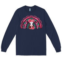 Navy valentines day pink gemstones baby calf rainbow Long Sleeve Tee - Jasminsmagicworld