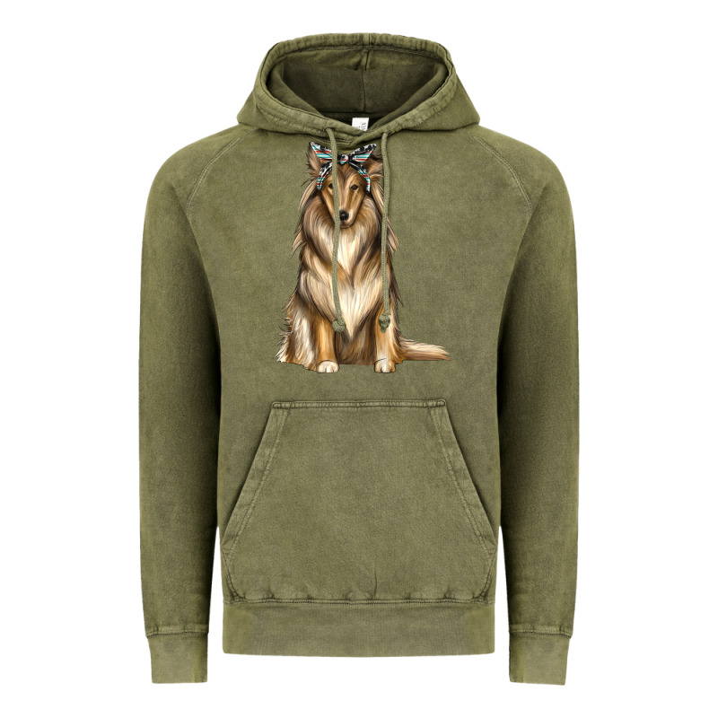 Collie With Bandanna Vintage Hoodie by texasbilliewilder | Teevron