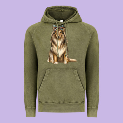 Collie With Bandanna Vintage Hoodie Designed By Texasbilliewilder