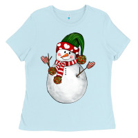 Baby Blue Snowman Ladies Tee - NancyCooperArtShop