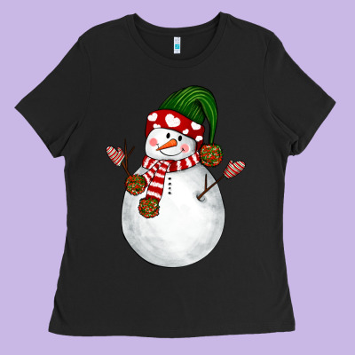 Snowman Ladies Tee Designed By Nancycooperartshop