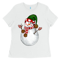 White Snowman Ladies Tee - NancyCooperArtShop