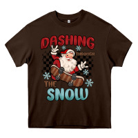 Chocolate Brown dashing through the snow Heavy Core Tee - MaliasSmallBusiness