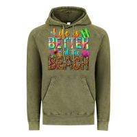 Vintage Olive Life is better at the beach Vintage Hoodie - NancyCooperArtShop