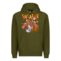 Army Green orange galaxy sneaker girl afro woman Premium Hoodie - RanaPortraitStore
