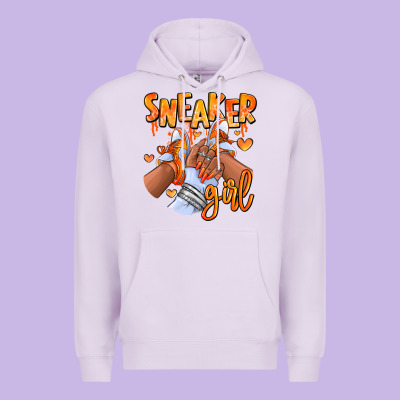 Orange Galaxy Sneaker Girl Afro Woman Premium Hoodie Designed By Ranaportraitstore