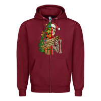 Burgundy sorta merry sorta scary skeleton Zipper Hoodie - FaDigitalArtStudio