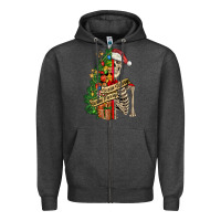 Charcoal Heather sorta merry sorta scary skeleton Zipper Hoodie - FaDigitalArtStudio