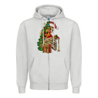 Dove Grey sorta merry sorta scary skeleton Zipper Hoodie - FaDigitalArtStudio