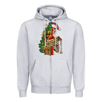 Heather Grey sorta merry sorta scary skeleton Zipper Hoodie - FaDigitalArtStudio