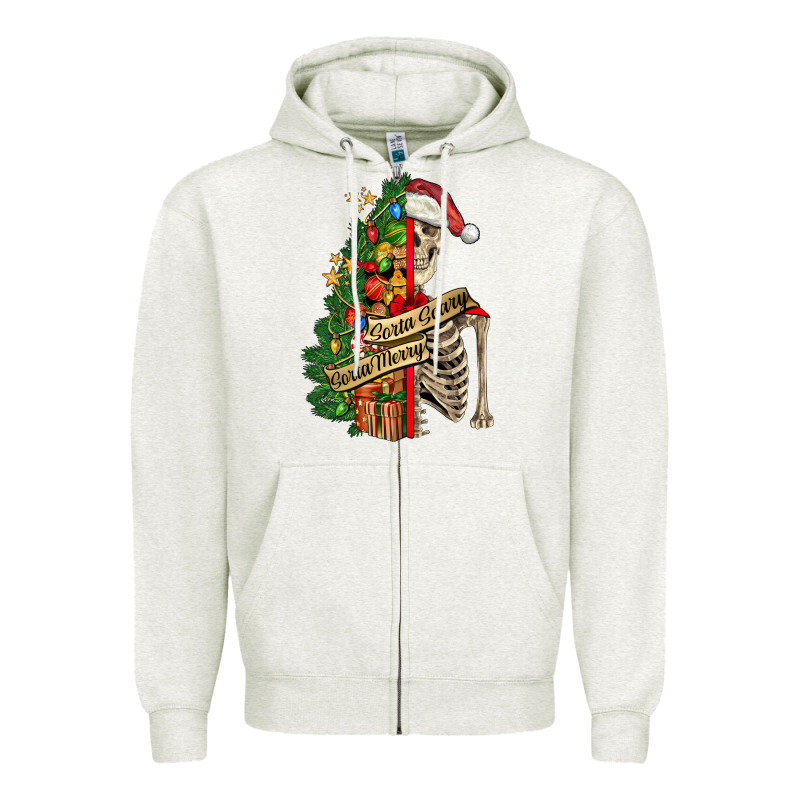 Sorta Merry Sorta Scary Skeleton Zipper Hoodie by FaDigitalArtStudio | Teevron