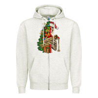 Oatmeal Heather sorta merry sorta scary skeleton Zipper Hoodie - FaDigitalArtStudio