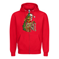 Red sorta merry sorta scary skeleton Zipper Hoodie - FaDigitalArtStudio