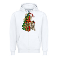 White sorta merry sorta scary skeleton Zipper Hoodie - FaDigitalArtStudio