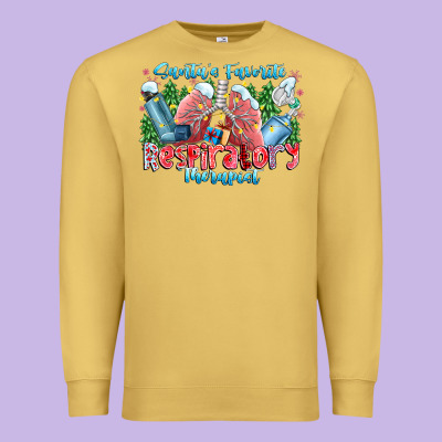 Santa's Favorite Respiratory Therapist Premium Sweatshirt Designed By Cowhidedigitalart