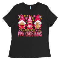 Merry Pink Christmas Gnomes Ladies Tee | Teevron