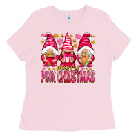Bubblegum Pink Merry pink Christmas gnomes Ladies Tee - NancyCooperArtShop