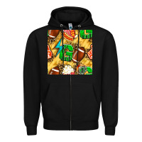 Black american football go with thunder and leopard  seamless pattern Zipper Hoodie - BundleAndBundleShop