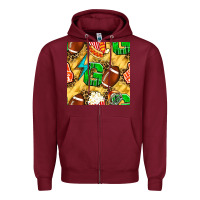 Burgundy american football go with thunder and leopard  seamless pattern Zipper Hoodie - BundleAndBundleShop