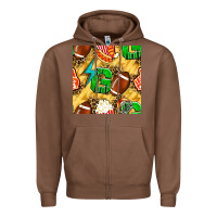 Chestnut american football go with thunder and leopard  seamless pattern Zipper Hoodie - BundleAndBundleShop