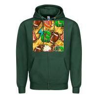 Sports Green american football go with thunder and leopard  seamless pattern Zipper Hoodie - BundleAndBundleShop