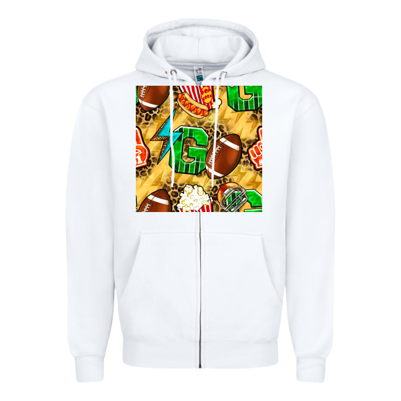 American Football Go With Thunder And Leopard  Seamless Pattern Zipper Hoodie by BundleAndBundleShop | Teevron