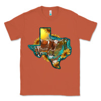 Copper western texas map with longhorn bull Classic Tee - RanaPortraitStore