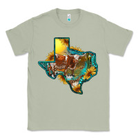 Matcha western texas map with longhorn bull Classic Tee - RanaPortraitStore