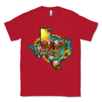 Red western texas map with longhorn bull Classic Tee - RanaPortraitStore