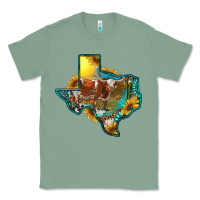 Western Texas Map With Longhorn Bull Classic Tee | Teevron