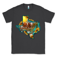 Smoke western texas map with longhorn bull Classic Tee - RanaPortraitStore