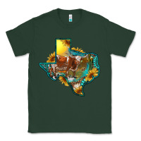 Sports Green western texas map with longhorn bull Classic Tee - RanaPortraitStore