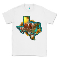 White western texas map with longhorn bull Classic Tee - RanaPortraitStore