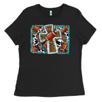 Black football cross aztec leopard background Ladies Tee - RanaPortraitStore