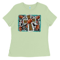 Matcha football cross aztec leopard background Ladies Tee - RanaPortraitStore