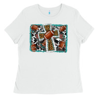 White football cross aztec leopard background Ladies Tee - RanaPortraitStore
