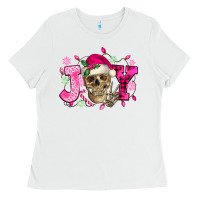 Pink Christmas Joy Skeleton Ladies Tee | Teevron