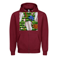 Burgundy baseball uniform and field seamless pattern Zipper Hoodie - BundleAndBundleShop