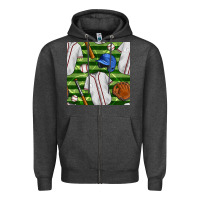 Charcoal Heather baseball uniform and field seamless pattern Zipper Hoodie - BundleAndBundleShop