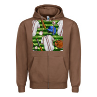 Chestnut baseball uniform and field seamless pattern Zipper Hoodie - BundleAndBundleShop