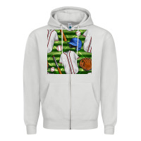 Dove Grey baseball uniform and field seamless pattern Zipper Hoodie - BundleAndBundleShop