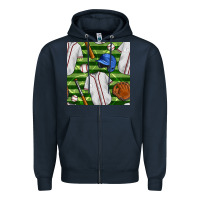 Navy baseball uniform and field seamless pattern Zipper Hoodie - BundleAndBundleShop