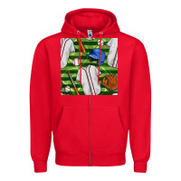 Red baseball uniform and field seamless pattern Zipper Hoodie - BundleAndBundleShop