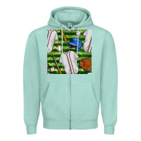 Seafoam baseball uniform and field seamless pattern Zipper Hoodie - BundleAndBundleShop