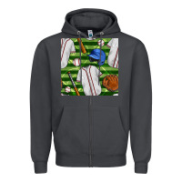 Smoke baseball uniform and field seamless pattern Zipper Hoodie - BundleAndBundleShop