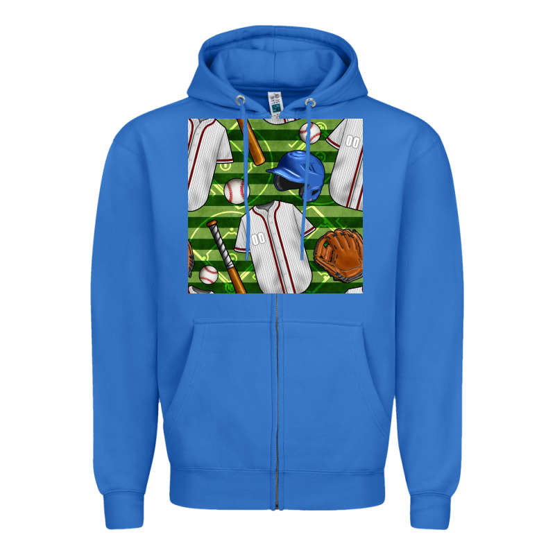 Baseball Uniform And Field Seamless Pattern Zipper Hoodie by BundleAndBundleShop | Teevron