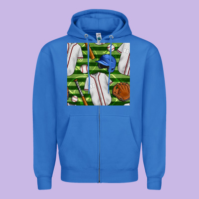 Baseball Uniform And Field Seamless Pattern Zipper Hoodie Designed By Bundleandbundleshop